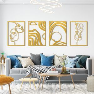 Metal Wall Art, Set Of 4 Black Wall Decor For Living Room Bedroom Hallway✨